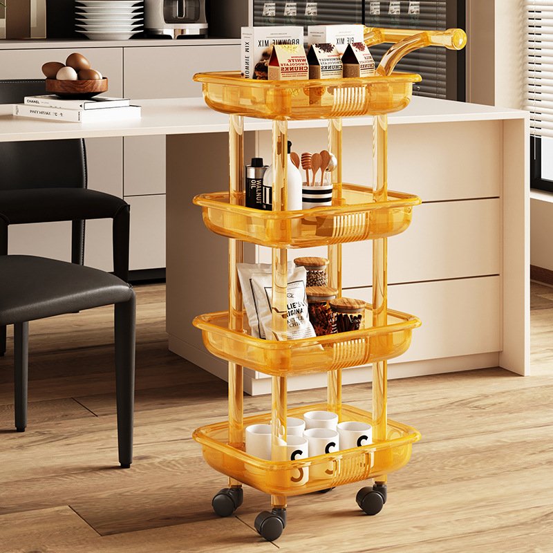 Transparent Rolling Cart 3-Tiers Rolling Trolley Cart Beauty Salon SPA Storage Organizer Stand With Wheels