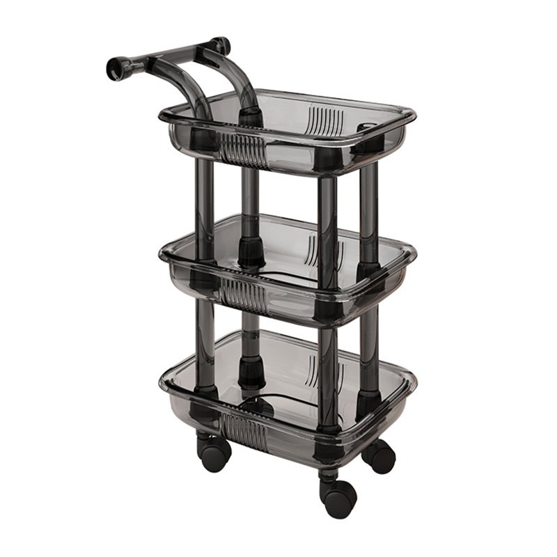 Transparent Rolling Cart 3-Tiers Rolling Trolley Cart Beauty Salon SPA Storage Organizer Stand With Wheels