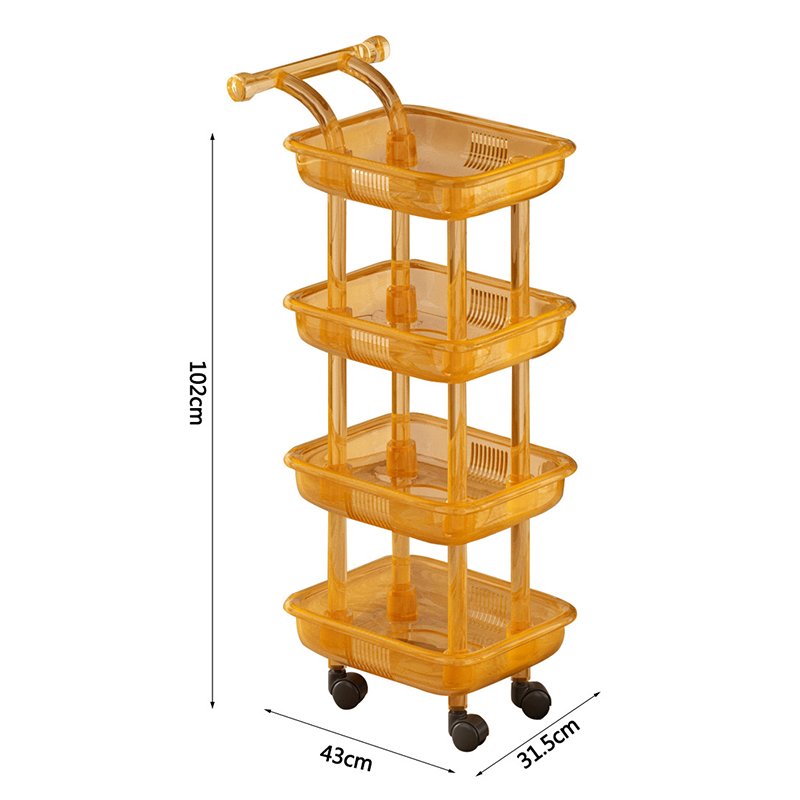 Transparent Rolling Cart 3-Tiers Rolling Trolley Cart Beauty Salon SPA Storage Organizer Stand With Wheels