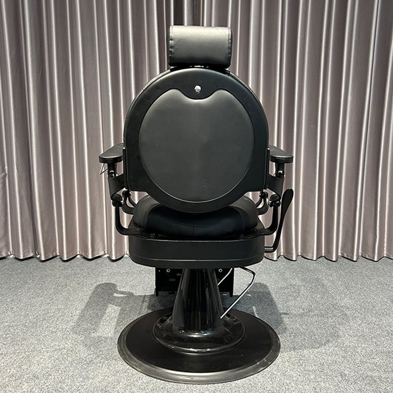 Antique Style Heavy-Duty Black Tufted Leather Barber Chair Swivel Vintage Salon Furniture for Beauty Salons and Barber Shops
