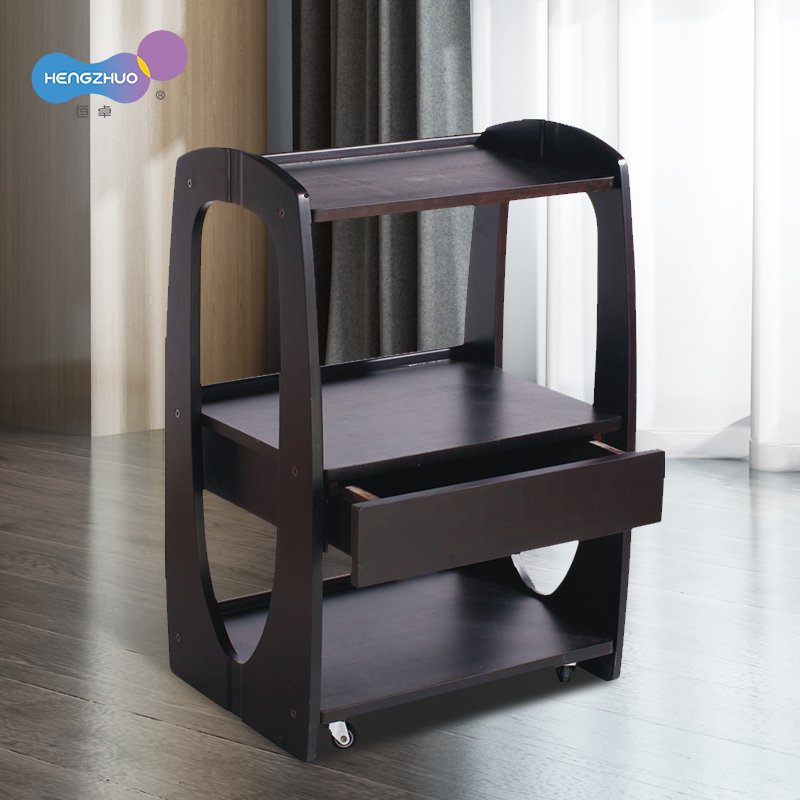 Professional Wooden Salon Trolly Cart Exporter for Barber Station Beauty Salon Furniture Move with Wheels
