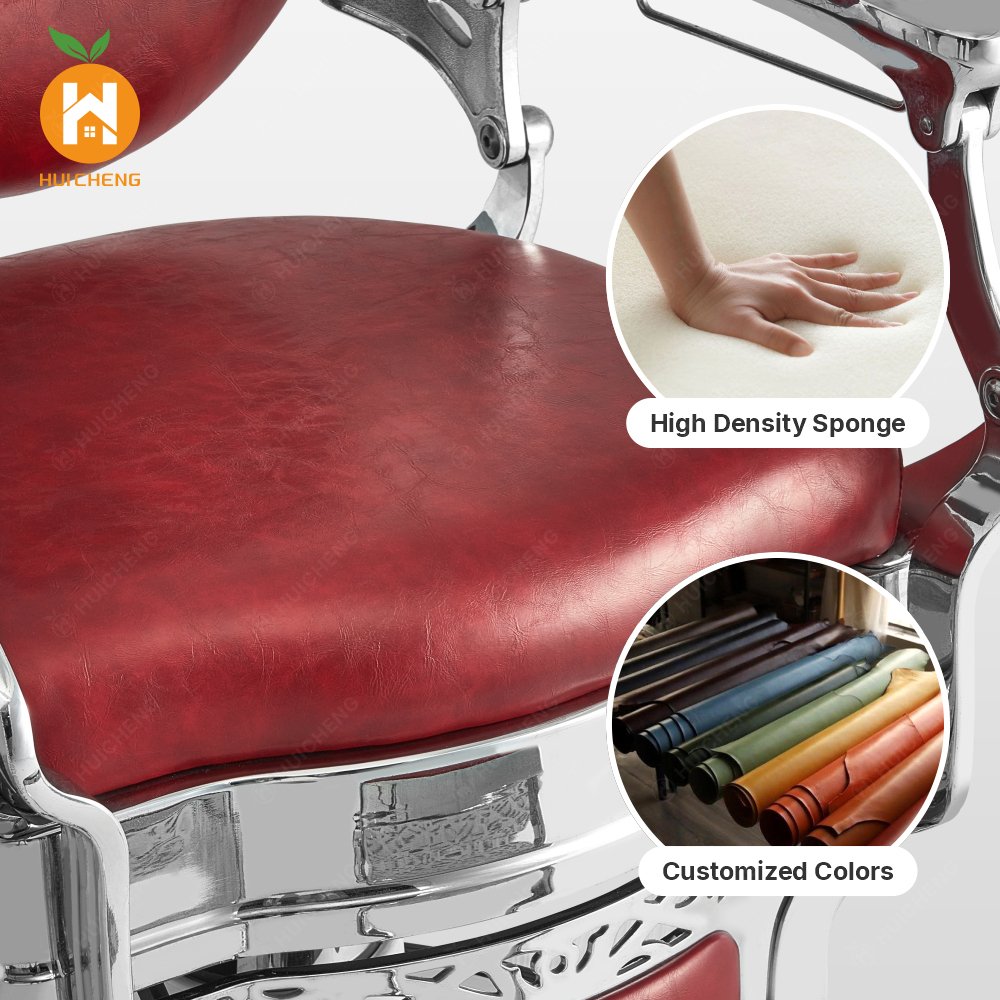 Antique Style Red Silver Barber Shop Hair Styling Chair Salon Barber Chair for Sale BC8831