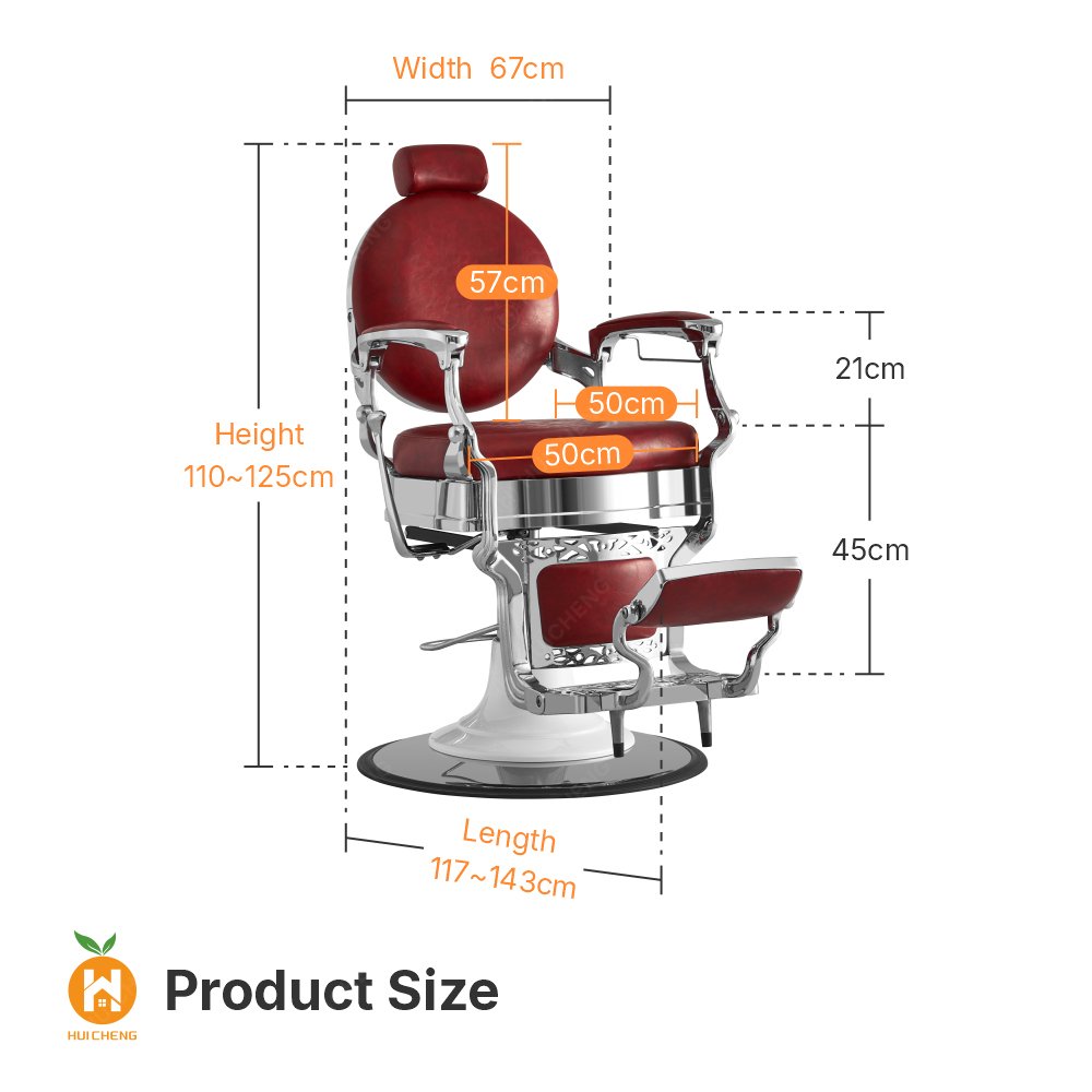 Antique Style Red Silver Barber Shop Hair Styling Chair Salon Barber Chair for Sale BC8831