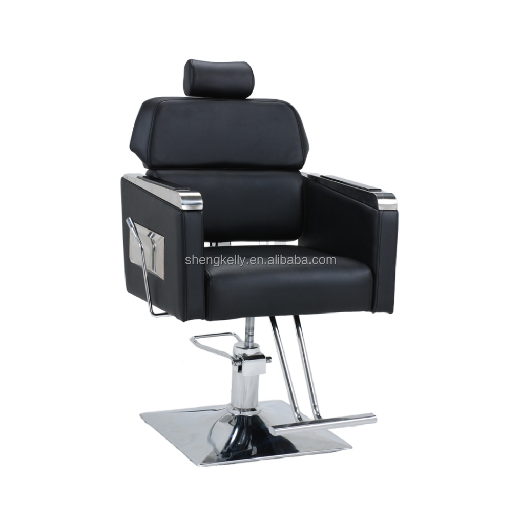 High Quality Black Hydraulic Barber Chair Wholesale for Men Heavy Duty with Gold Metal Iron Material Styling for Salon Furniture