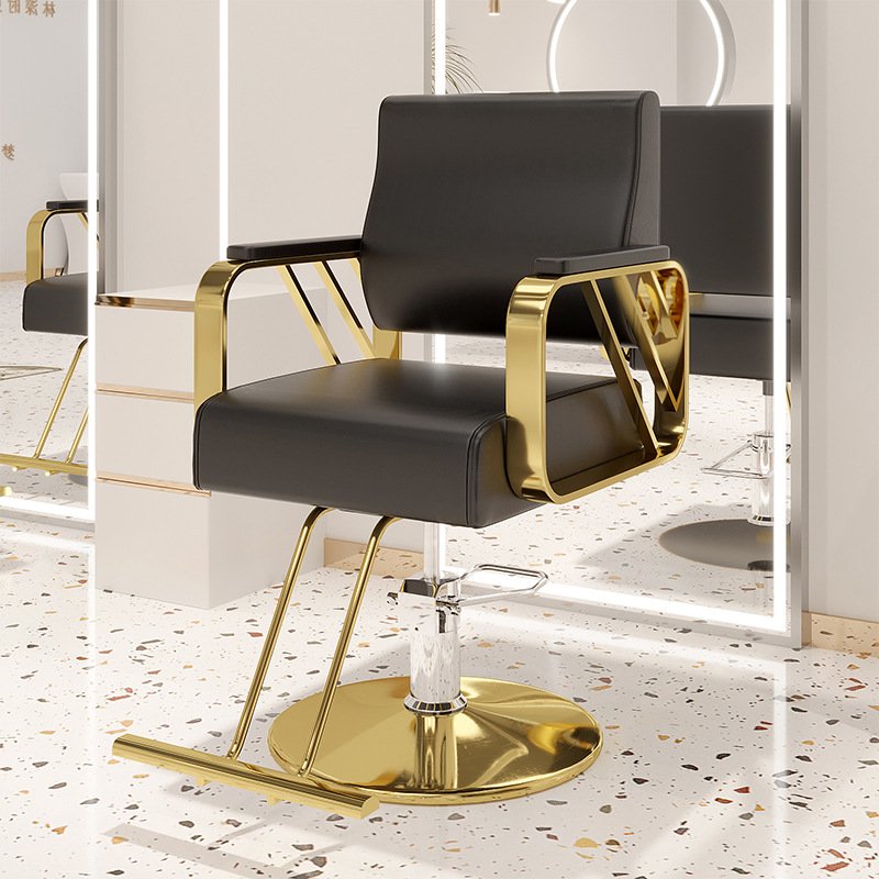 New design gold base Salon Furniture barber chair hair dyeing perm barber chair 360 degree Rotate revolve black barber chair