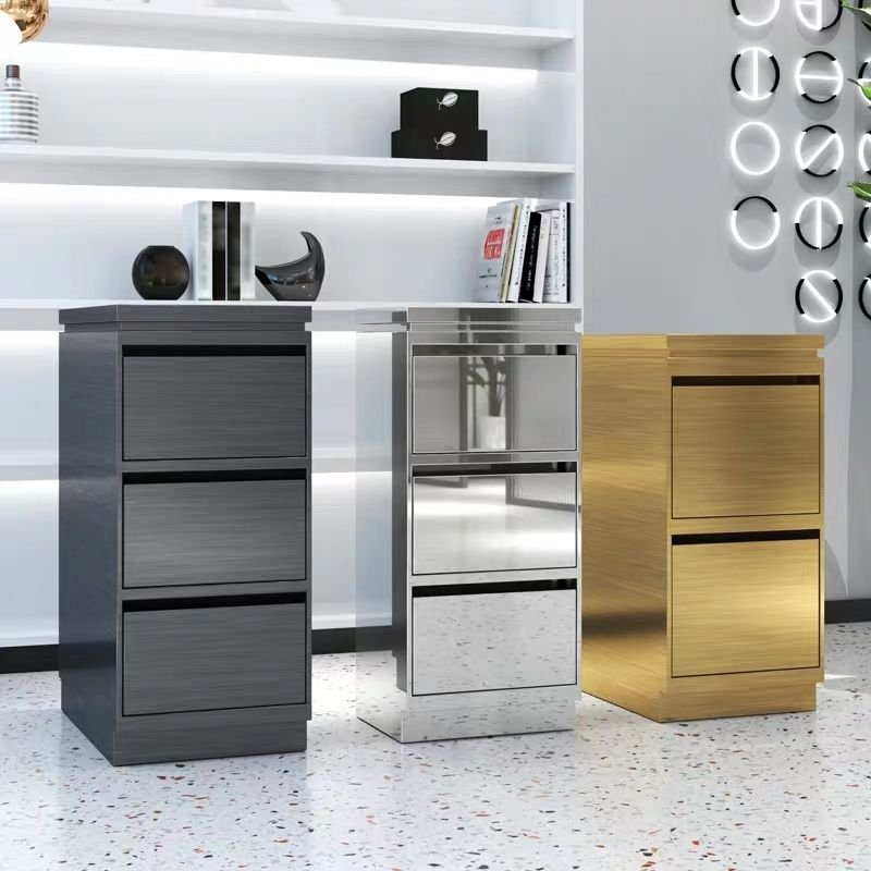 Luxury Beauty Hair Saloon Tools Cart Golden Stainless Steel 3 Drawer Salon Trolley Hairdressing