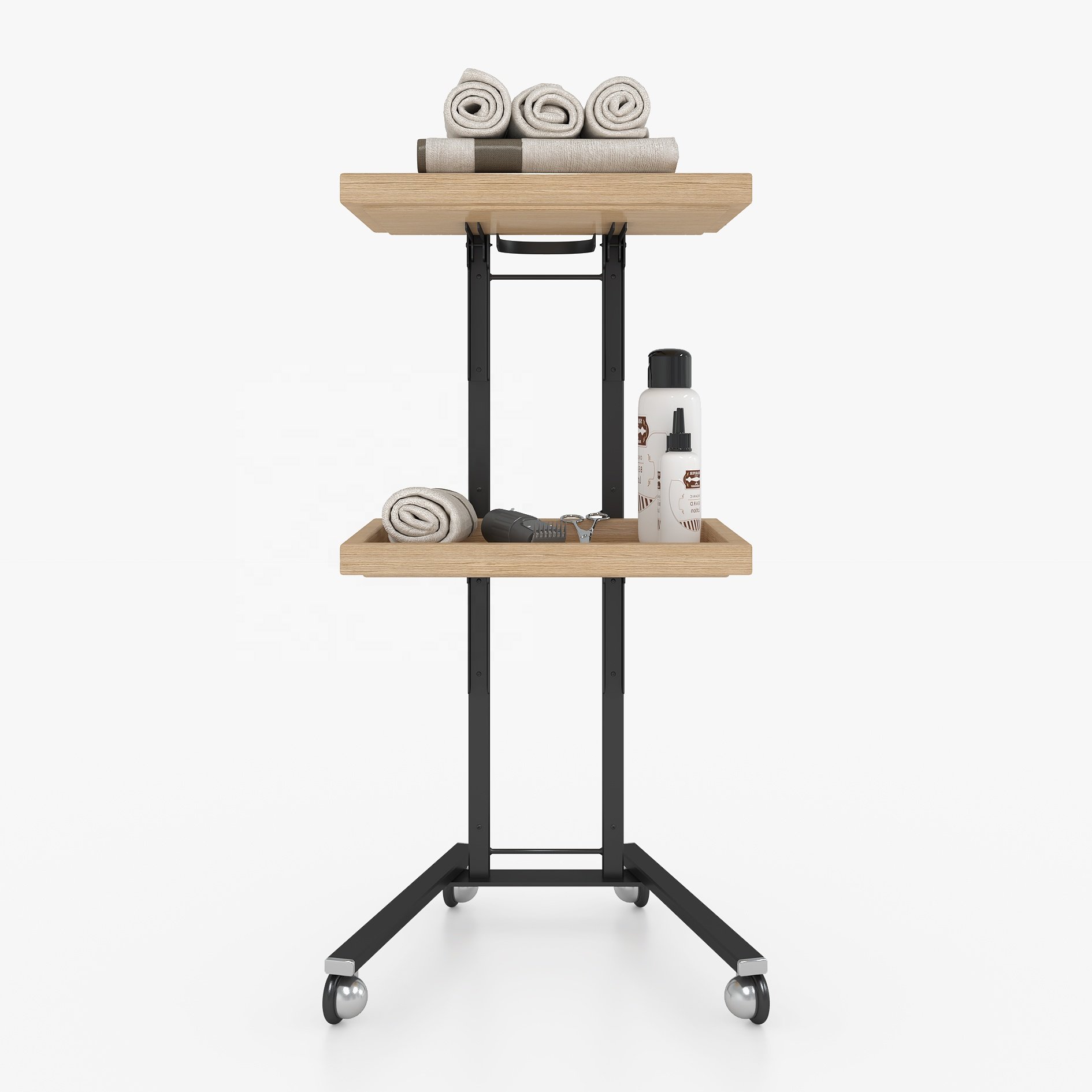 Factory haircut barber shop mobile wheel design iron wood beauty salon medical spa hand carts trolleys