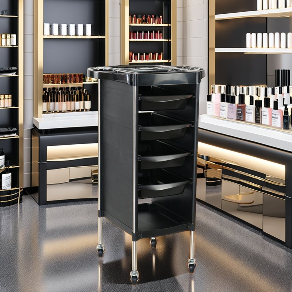 Professional Black Plastic Salon Furniture Modern Hairdresser Trolley for Spa or Home Use Beauty Shop 360 black salon trolley