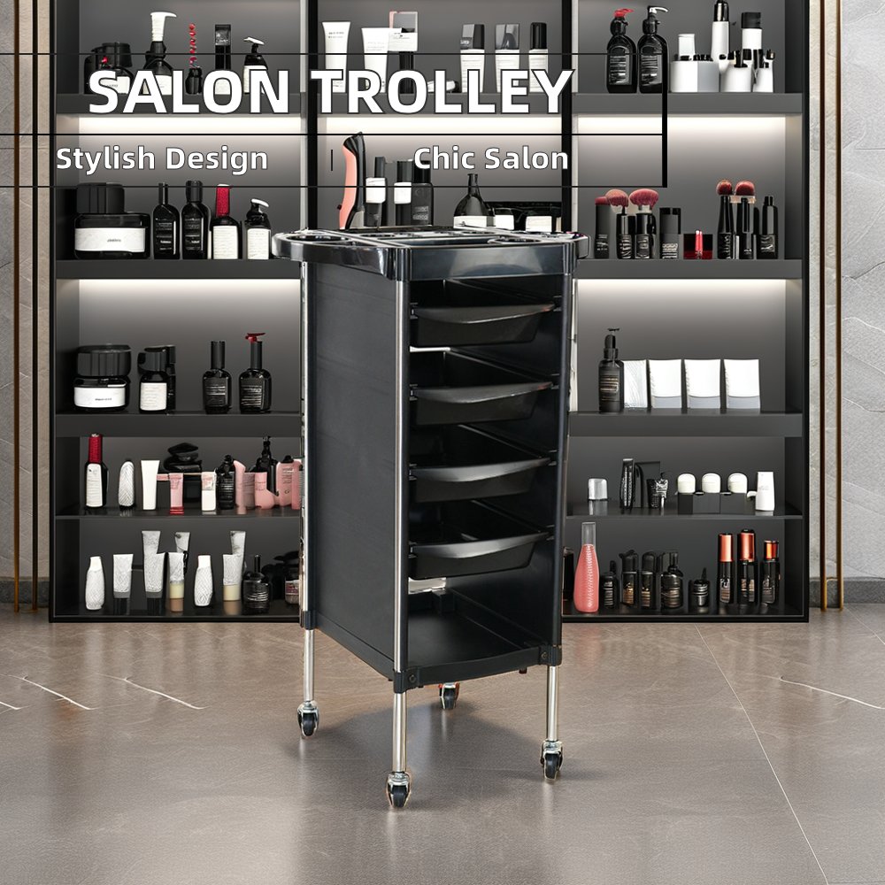 Professional Black Plastic Salon Furniture Modern Hairdresser Trolley for Spa or Home Use Beauty Shop 360 black salon trolley