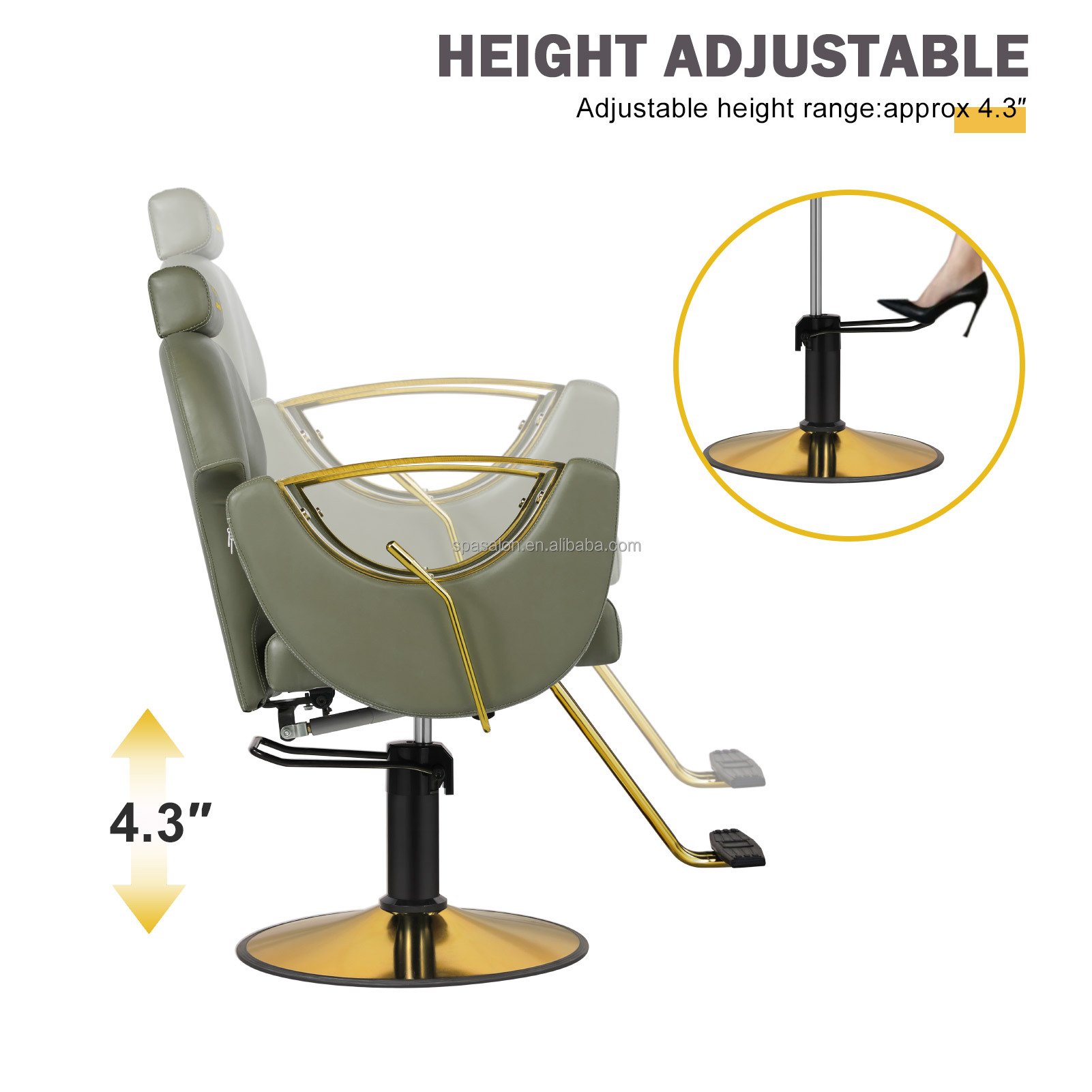 Explosive New Products Reclinable Green barber chair footrest support women's styling chair