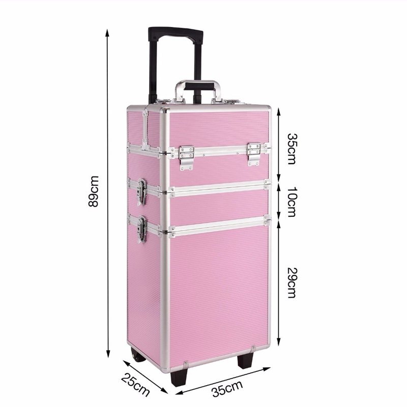 Professional Aluminum Beauty Trolley Nail Cosmetics Box Makeup Vanity Case