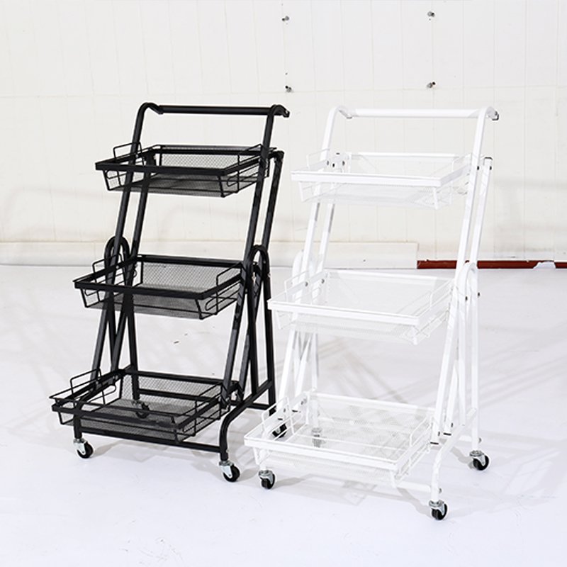 Multifunction Storage Shelf Rack Vegetable Rack Kitchen Storage Fruit Basket Rolling Metal Trolley Cart Storage