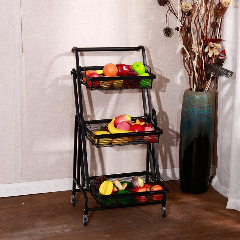 Multifunction Storage Shelf Rack Vegetable Rack Kitchen Storage Fruit Basket Rolling Metal Trolley Cart Storage