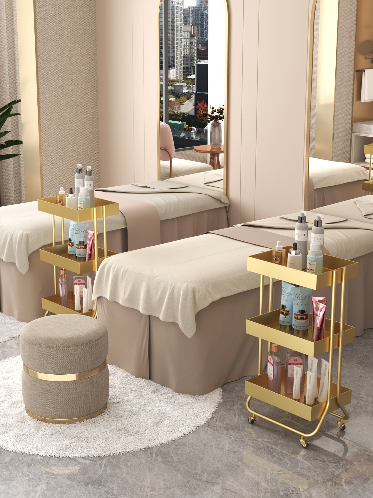 High-quality stainless steel beauty trolley beauty salon special instrument shelf manicure tool cart shelf for barber shop