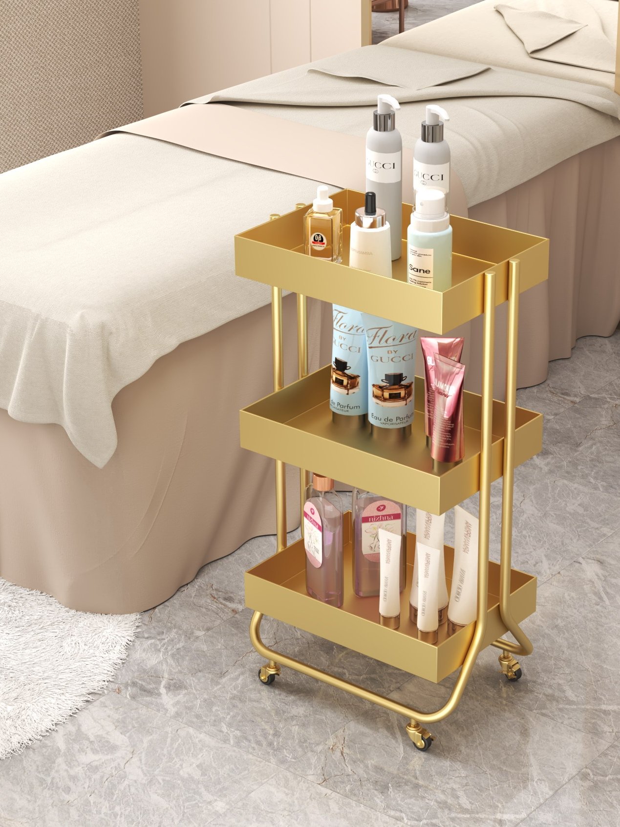 High-quality stainless steel beauty trolley beauty salon special instrument shelf manicure tool cart shelf for barber shop