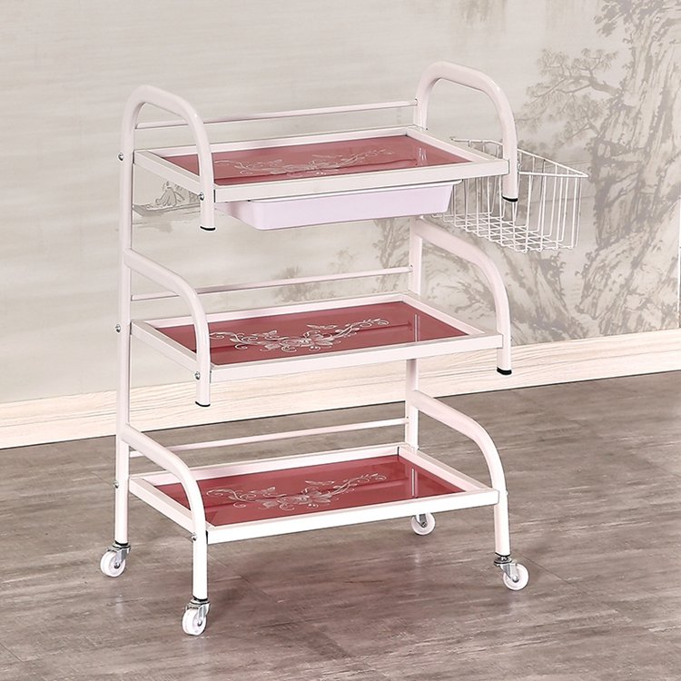 Multi-functional beauty salon storage trolley Movable Three-layer shelf SPA Tattoo Hairdresser Barber Tool cart