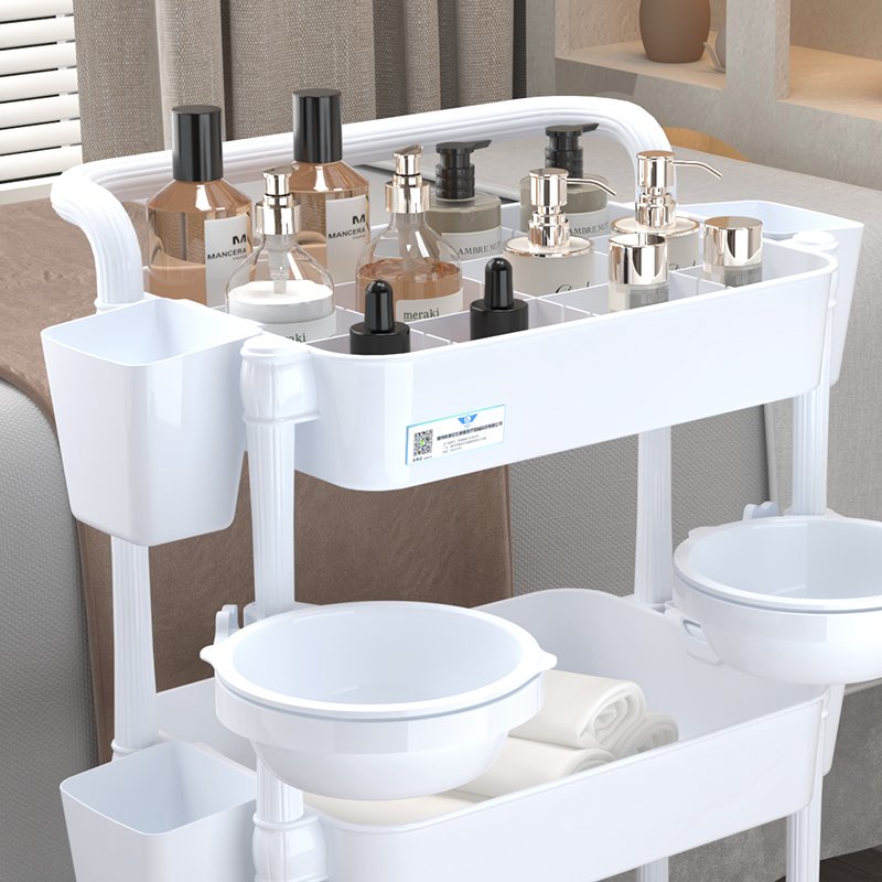 Korean style New Arrival Universal Wheels Drawer Spa Beauty Trolley Cart With 360 Rotating Wash Bowl