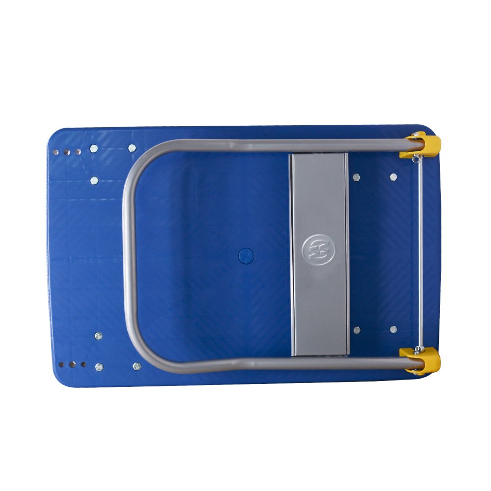 MW 400kg Heavy Duty Blue Plastic Platform Foldable trolley With Yellow Lids