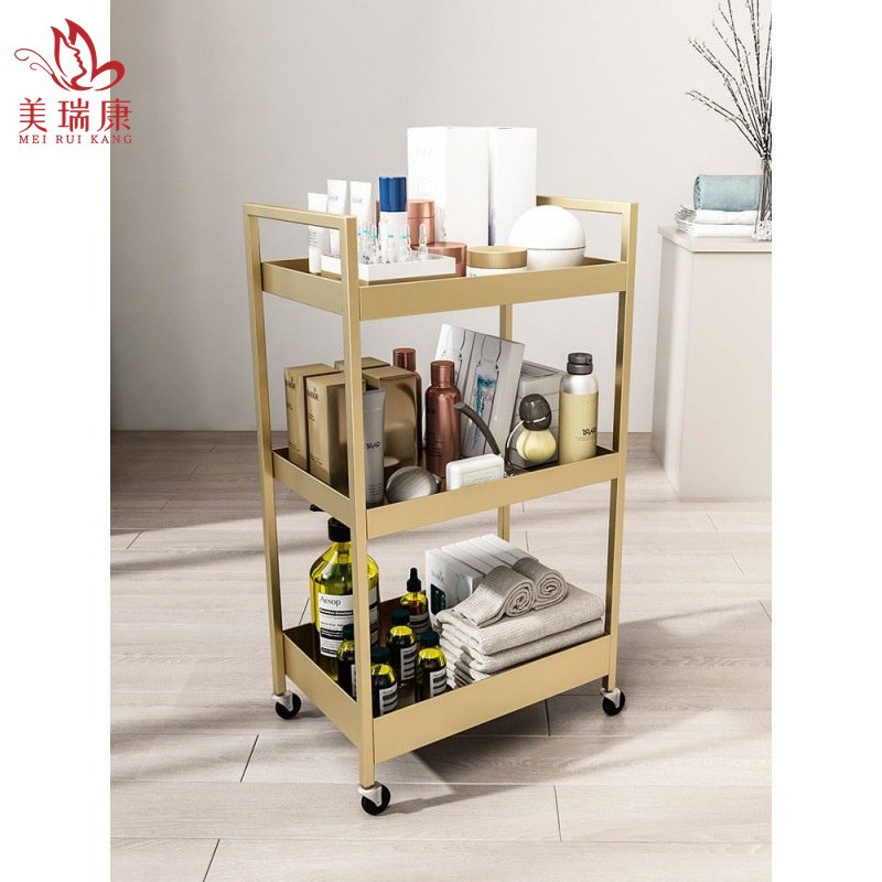 Golden metal salon furniture cheap working trolley wholesale