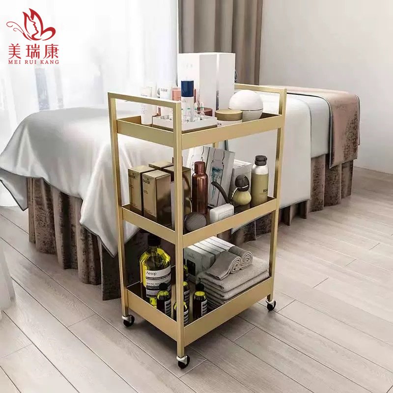 Golden metal salon furniture cheap working trolley wholesale