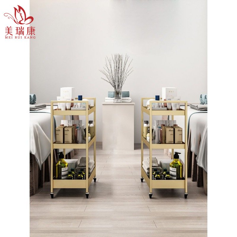 Golden metal salon furniture cheap working trolley wholesale