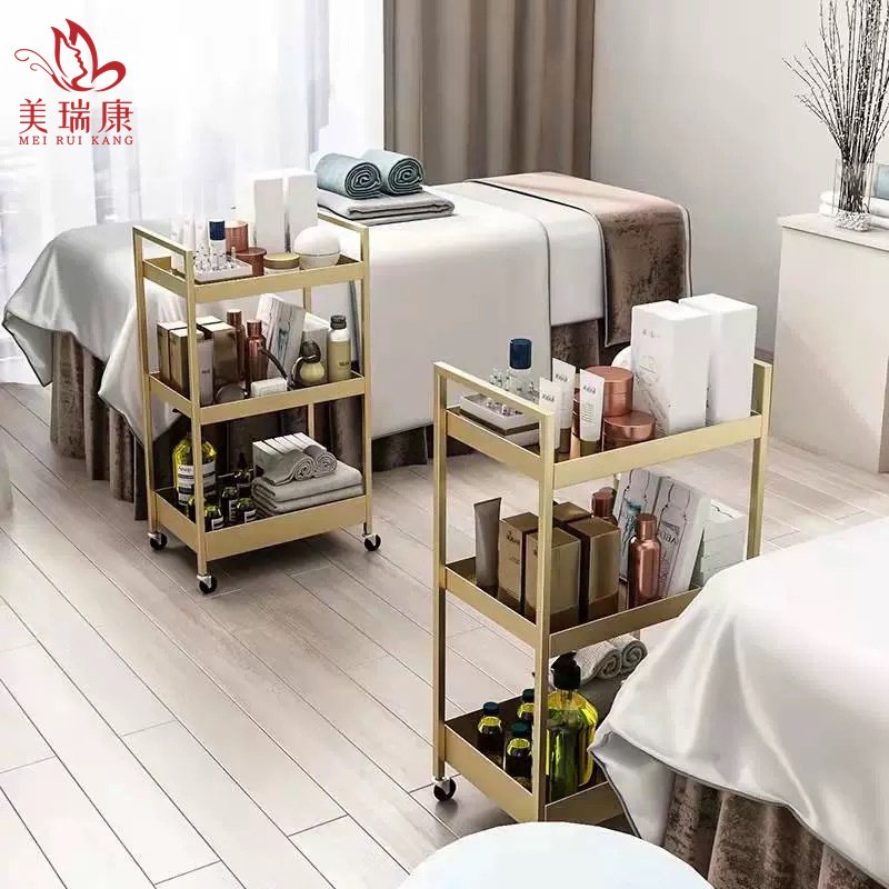 Golden metal salon furniture cheap working trolley wholesale