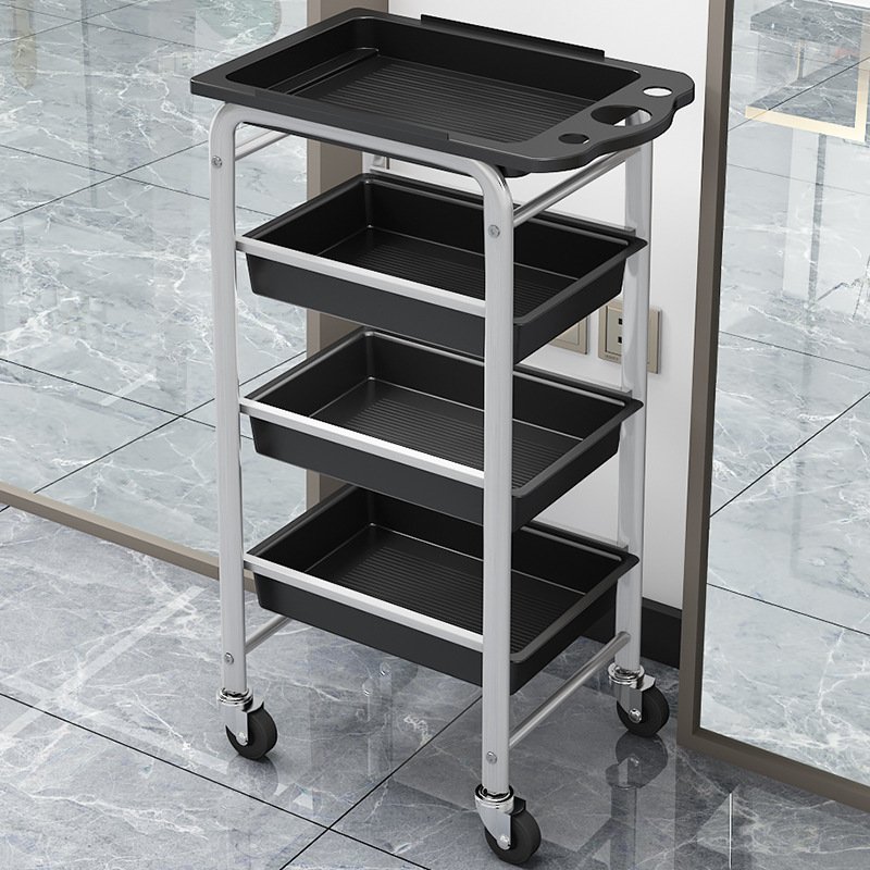 Beauty Salon Trolley Cart Plastic Salon Rolling Cart for Stylist with 4 Removable Tray for Beauty SPA Barbershop