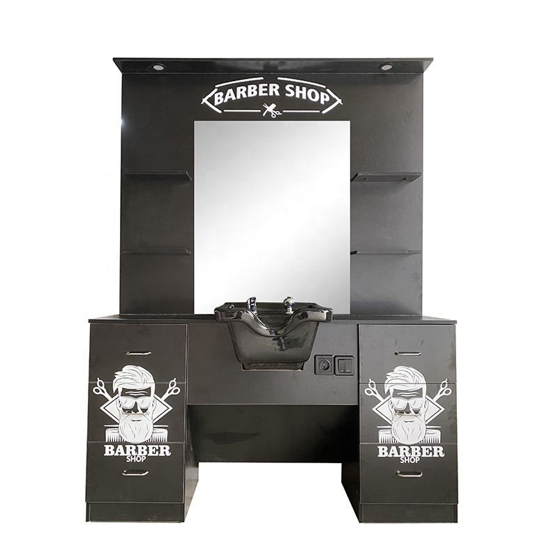 Luxury barber shop station with shampoo sink gold barber chair station shampoo bowl