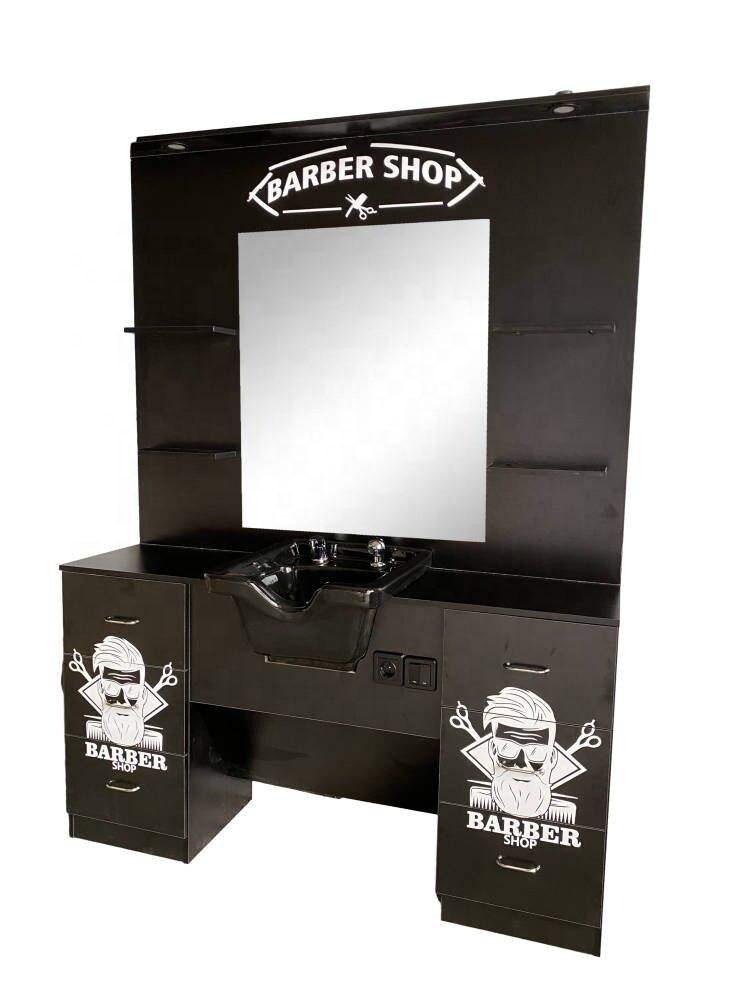 Luxury barber shop station with shampoo sink gold barber chair station shampoo bowl