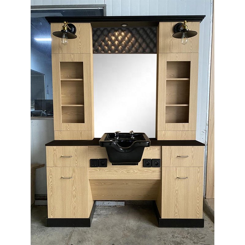 Luxury barber shop station with shampoo sink gold barber chair station shampoo bowl