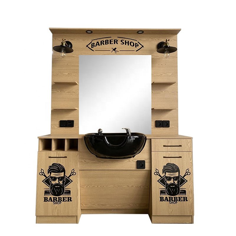 Luxury barber shop station with shampoo sink gold barber chair station shampoo bowl