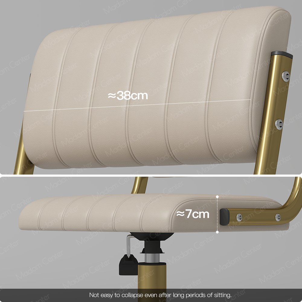 Madamcenter White Saddle Stool Rolling Gold Base Salon Beauty Barber Beauty Stool Contemporary Pedicure Technician Chair Stool