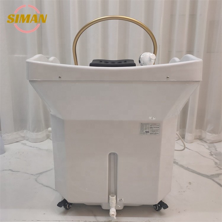 Siman large portable shampoo basin phototherapy with a 60L water storage tank salon furniture with water circulation and steamer