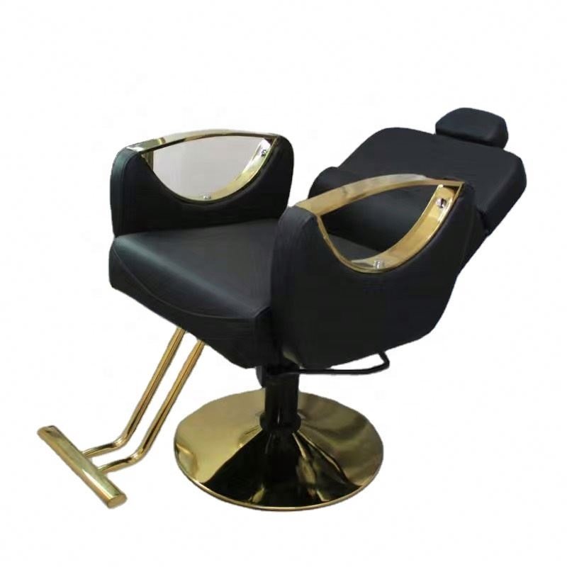 Hot selling salon furniture reclining barber chair adjustable golden barber chair beauty salon factory