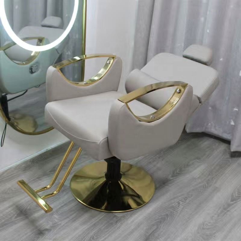 Hot selling salon furniture reclining barber chair adjustable golden barber chair beauty salon factory