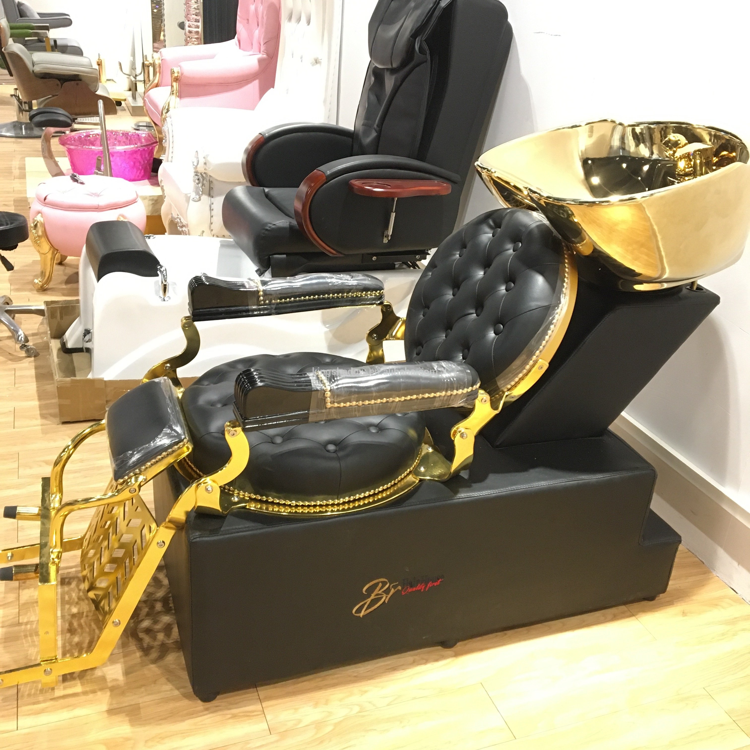 Hot sale gold salon hair wash chair shampoo bed