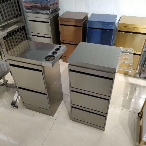 More Design Wholesale Barber Sop Furniture Stainless Steel Styling Beauty Hair Salon Side Trolley with wheels and Drawers