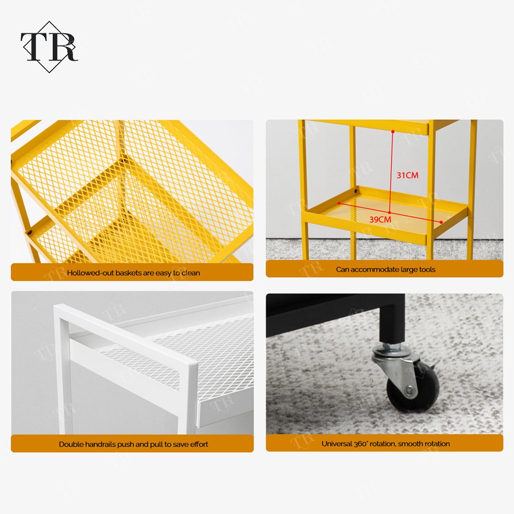 Turri Barber Shop Trolley 3 Layers Steel Shelf Salon Serving 3-tier Trolley Table and Drawer Salon Furniture