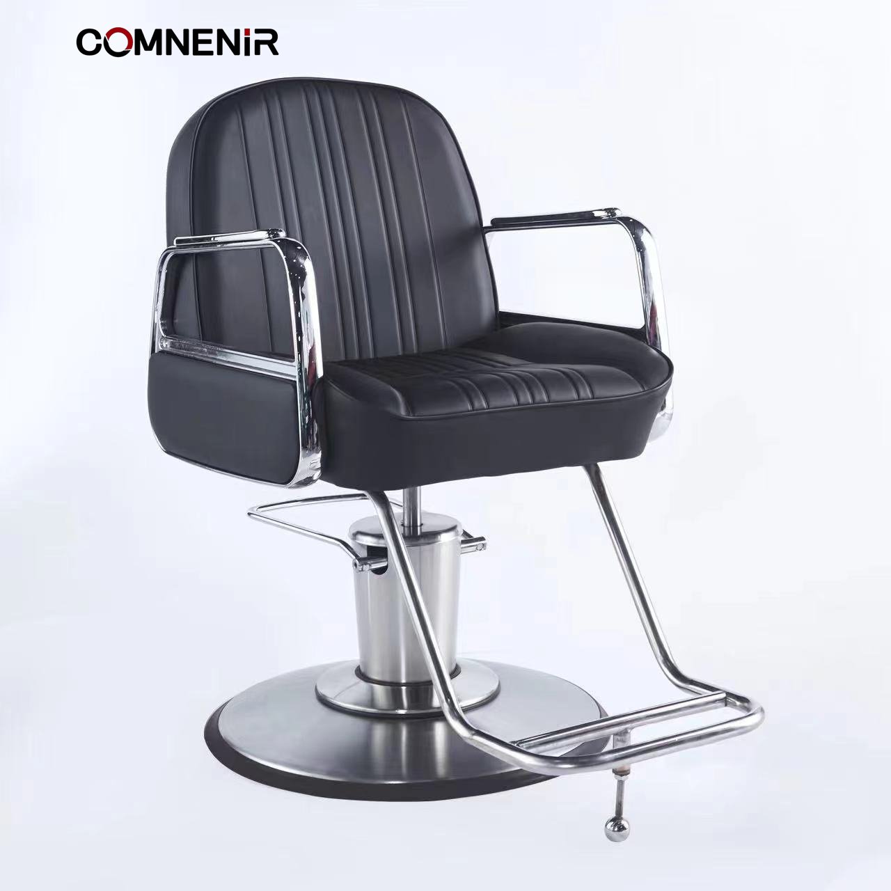 Vintage Black Barber Chair Heavy-Duty Antique Hair Salon Equipment Custom Cheap Hairdressing Furniture