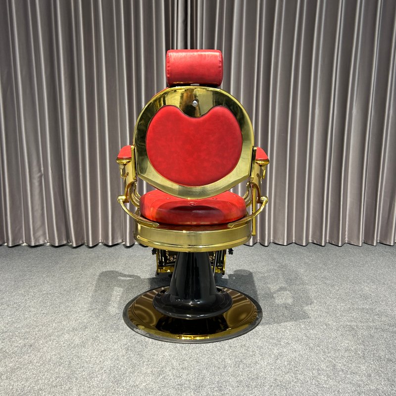 luxury vintage gold frame synthetic leather salon furniture haircutting modeling barber chair men's hair salon chairs