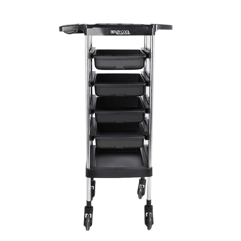 Durable Plastic 4 Storage Drawers Barber Tools Holder Trolley Salon Trolley Cart With Wheels