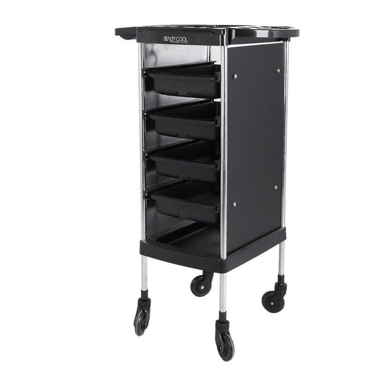 Durable Plastic 4 Storage Drawers Barber Tools Holder Trolley Salon Trolley Cart With Wheels