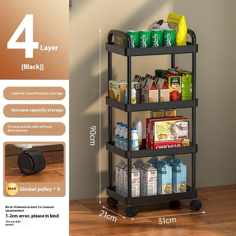 Multi Stackable Rolling Storage Rack Organizer Shelves Metal Trolley Black Utility Cart Kitchen Mobile storage rack with wheel