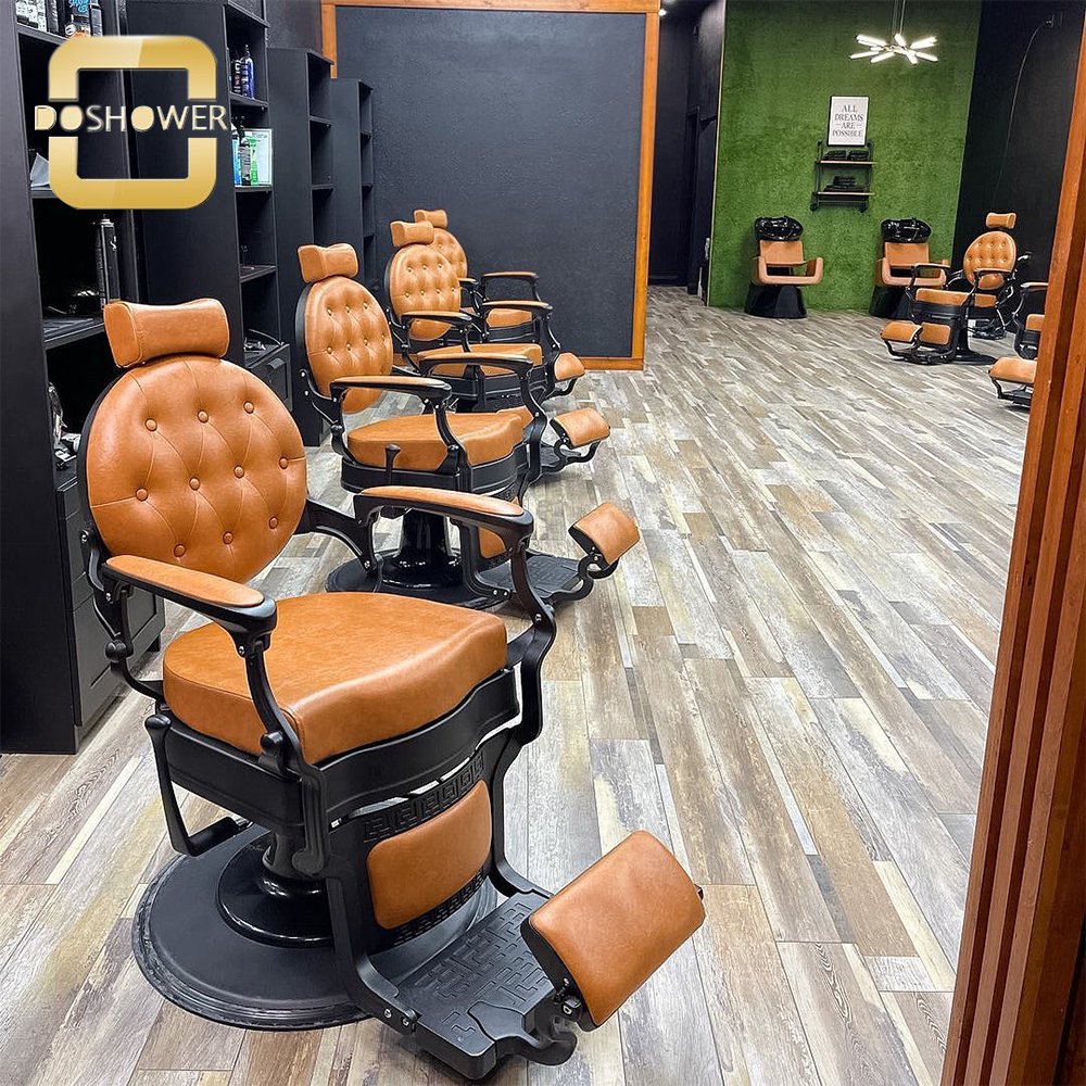 Fully Adjustable Reclining Hydraulic Barbering Chair With Barbershop Vintage Hydraulic Chair For Men's Heavy Duty Barber Chair