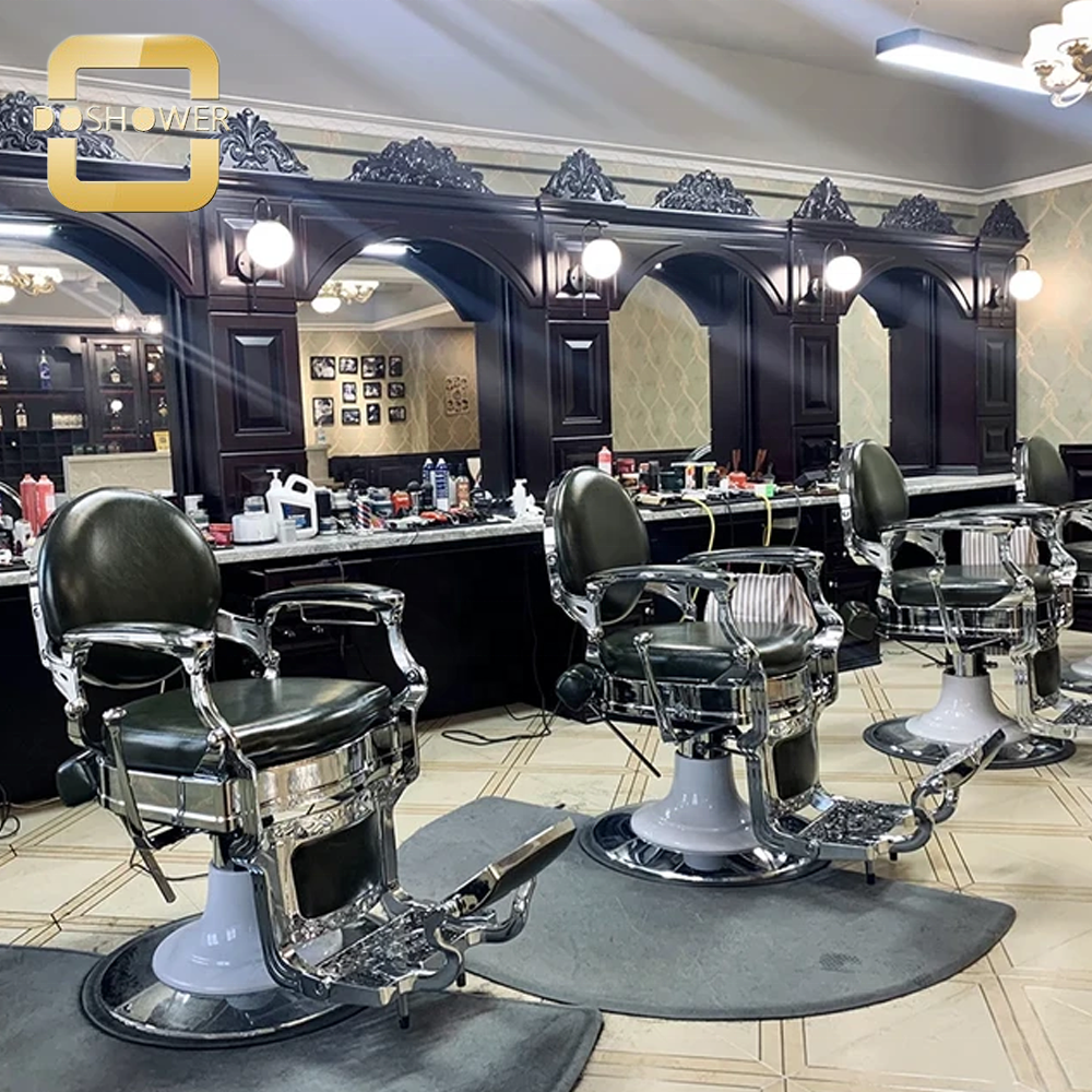 Fully Adjustable Reclining Hydraulic Barbering Chair With Barbershop Vintage Hydraulic Chair For Men's Heavy Duty Barber Chair
