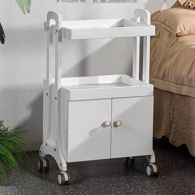 Luxury all-steel structure beauty trolley has storage function and can bear 150KG mobile rack for beauty salons
