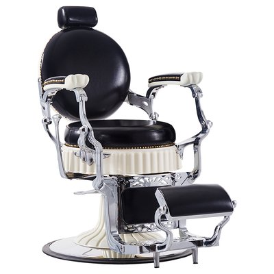 Retro Barber Chair with Electroplated Frame, Hydraulic Oil Pump, and Custom Leather Choices