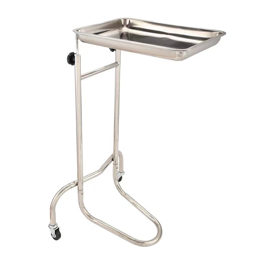 Stainless Steel Portable medical instrument Tray stand Mayo Tray with wheels