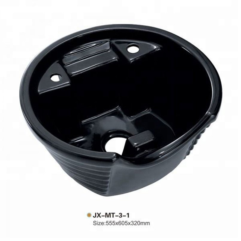 Womeny Chair Furniture Accessories Hair Shampoo Basin Case Rounkorean Ceramic Black White Color Hair Wash Sink