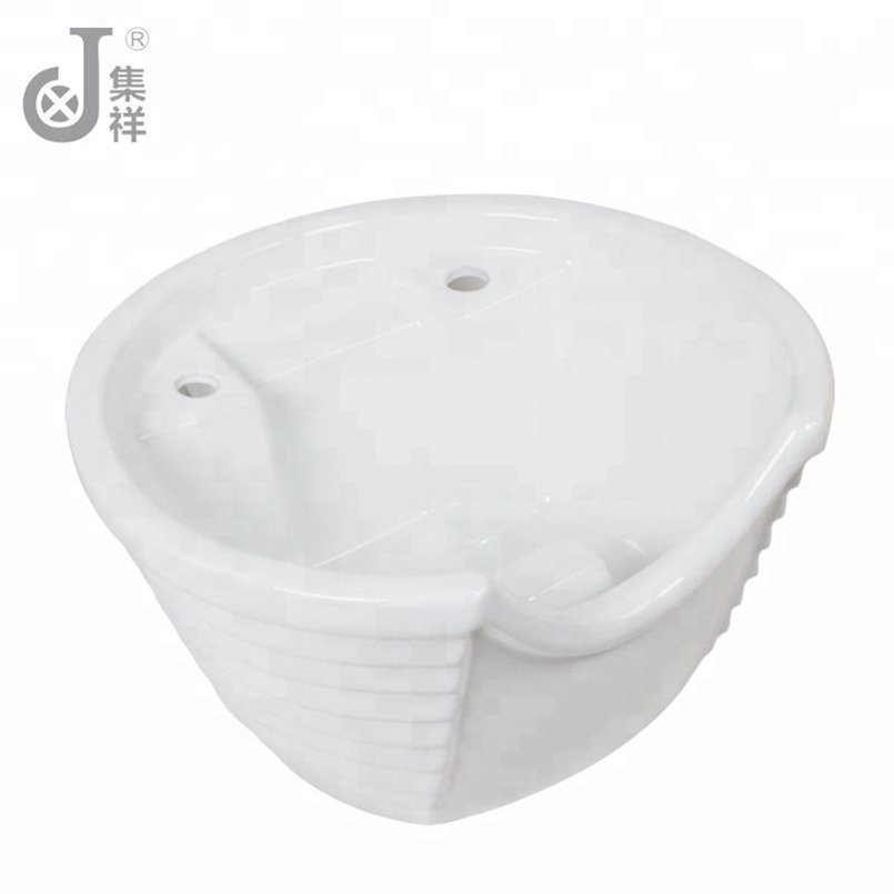 Womeny Chair Furniture Accessories Hair Shampoo Basin Case Rounkorean Ceramic Black White Color Hair Wash Sink